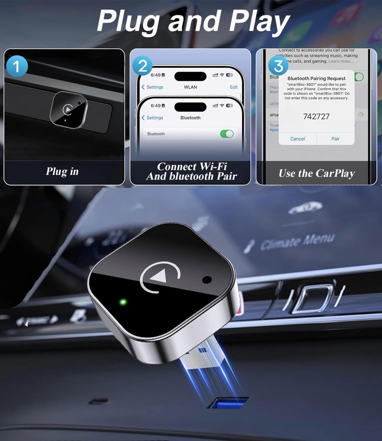 Adaptador CarPlay Sem Fio Compacto — foto 5