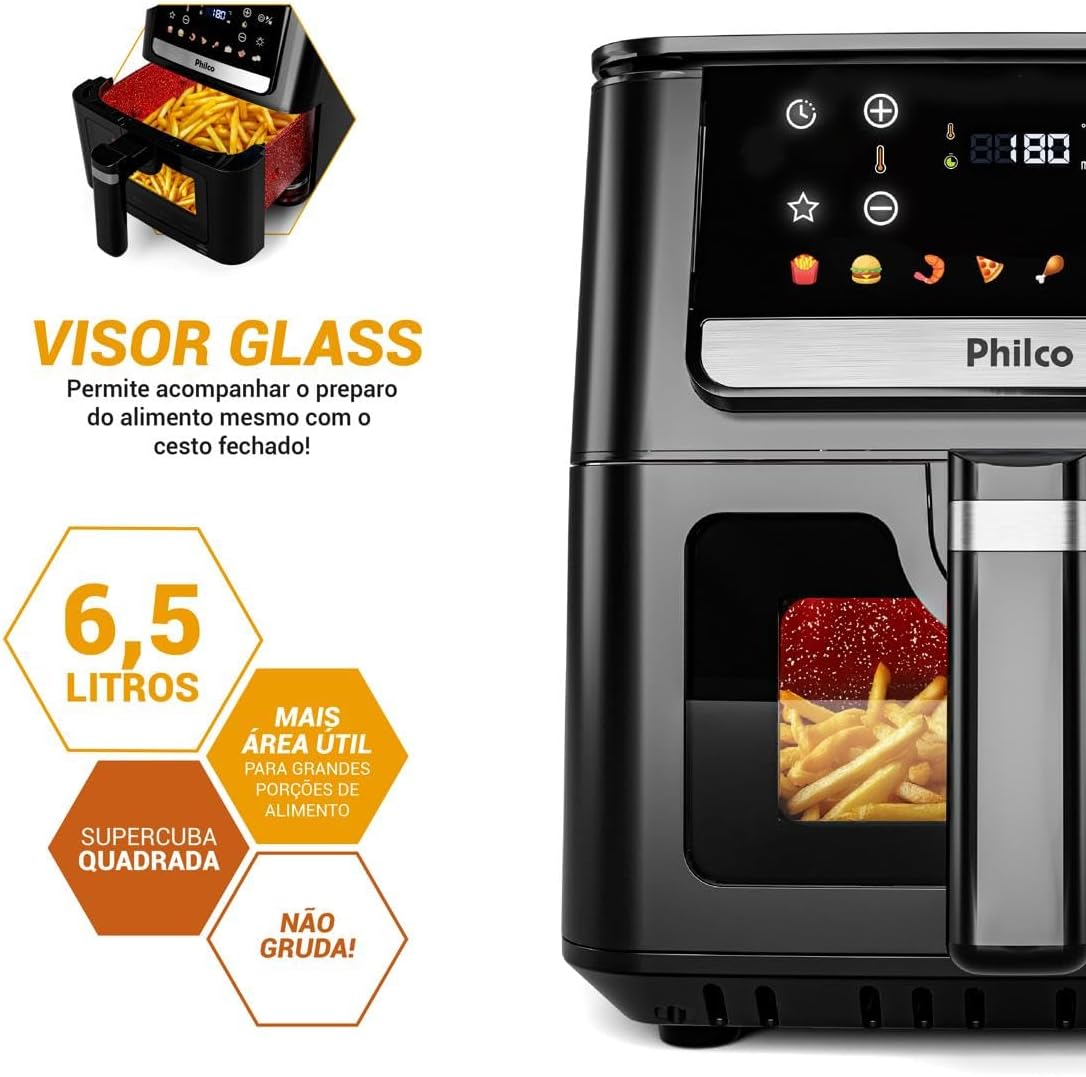 Air Fryer Philco 6,5L Visor Glass 1700W BIVOLT — foto 5
