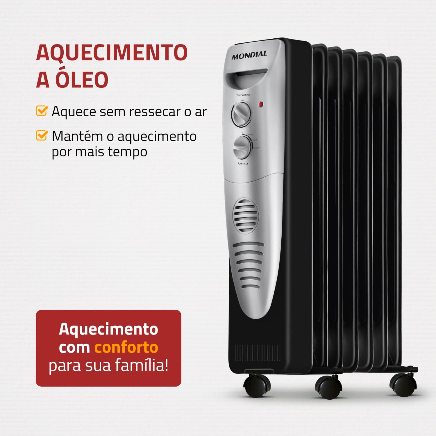Aquecedor a Óleo, Mondial, Preto/Prata, 1500W, 220V - A-06 — foto 2