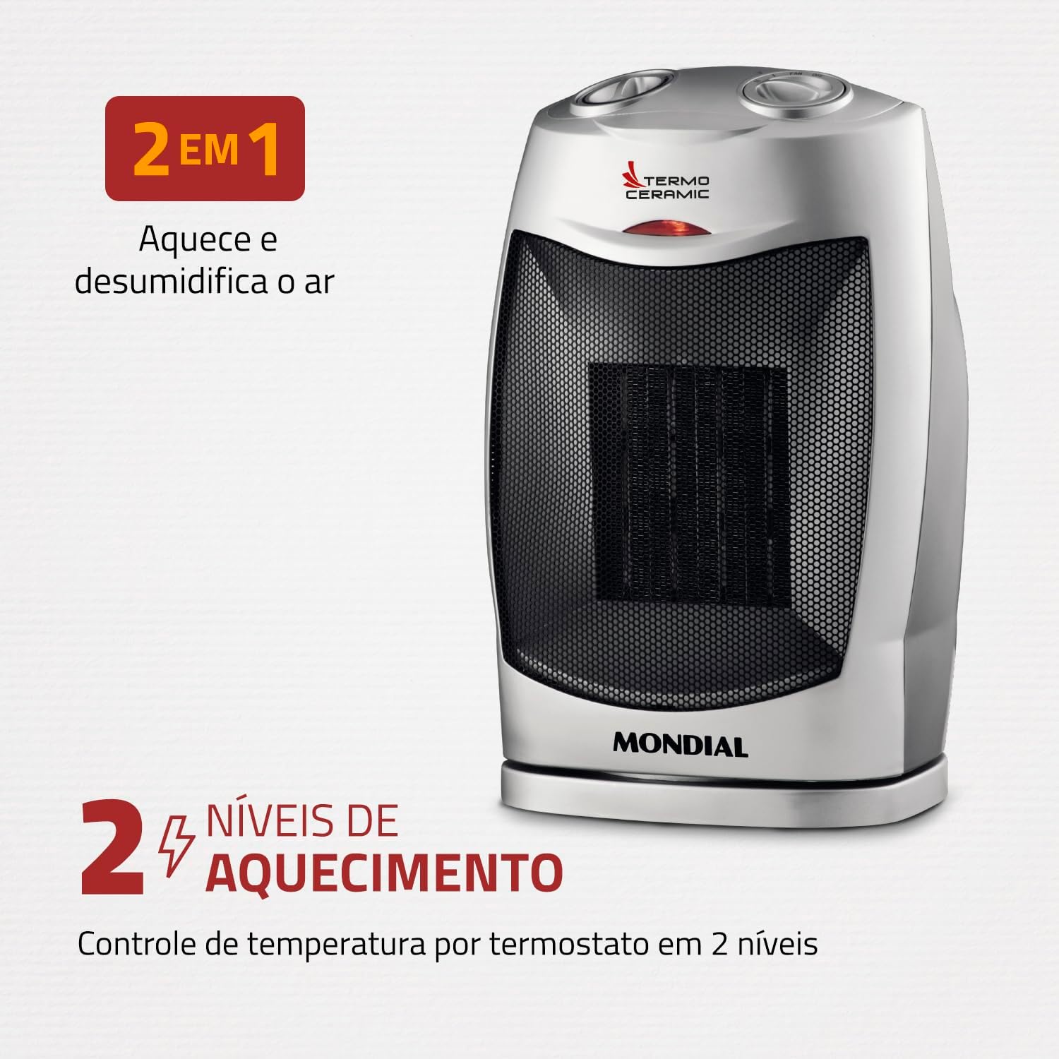 Aquecedor Termo Ceramic, Mondial, Preto/Prata, 1500W, 110V - A-05 — foto 2