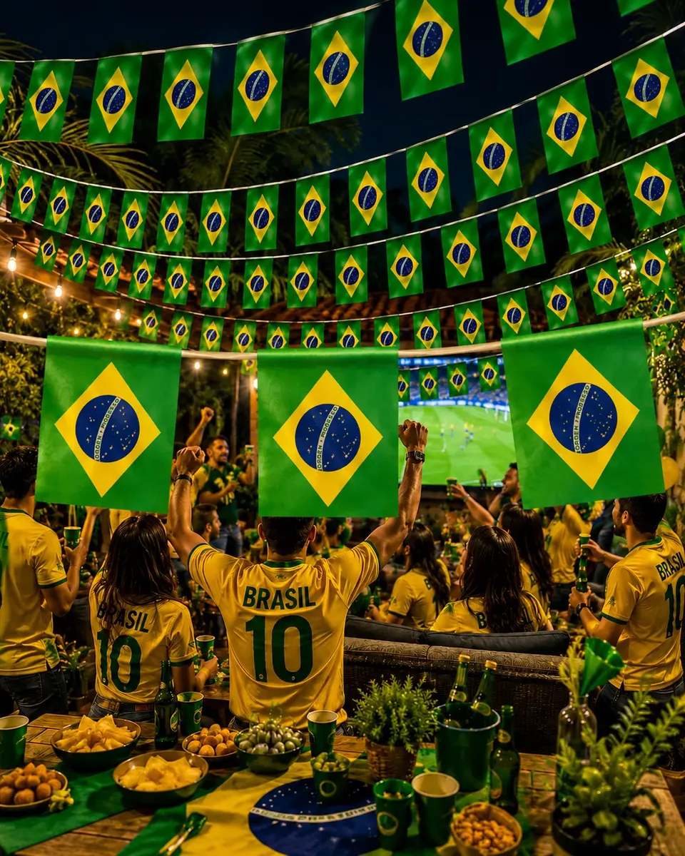 Bandeirinha Brasil Copa Festa Junina Varal 10 Metros Grande