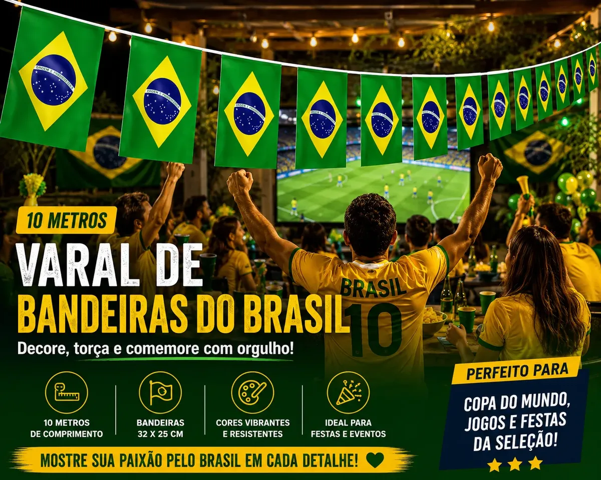 Bandeirinha Brasil Copa Festa Junina Varal 10 Metros Grande — foto 4