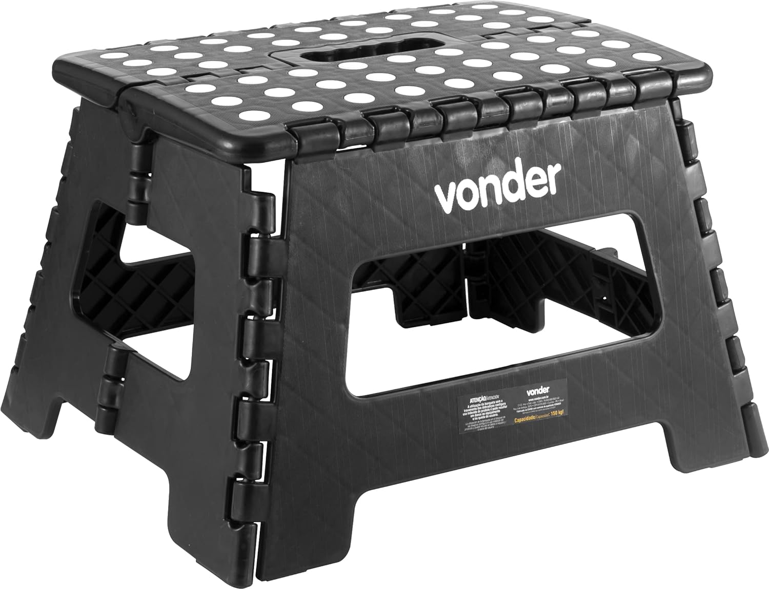 Banqueta Dobrável Antiderrapante de Plástico Preta 220mm