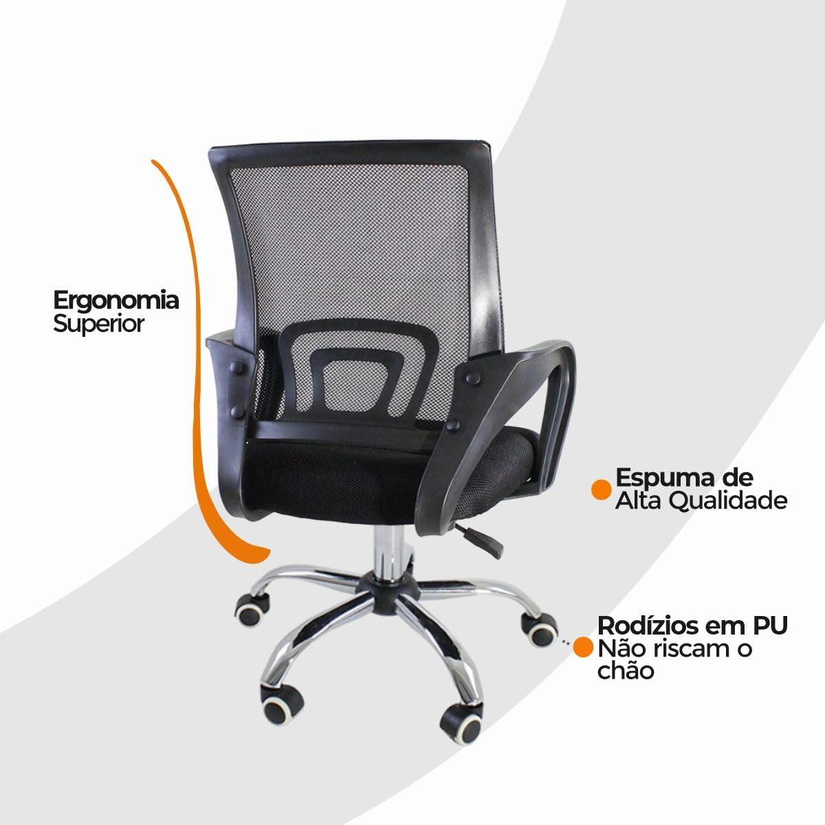 Cadeira Ergonômica Giratória com Tela Mesh e Ajuste de Altura — foto 6