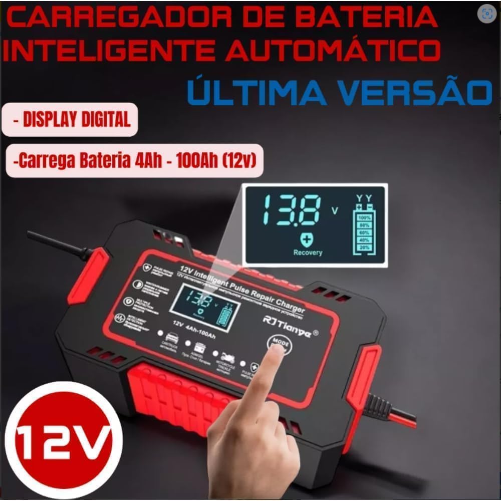 Carregador de Bateria Inteligente 12V 6A para Carros e Motos — foto 2