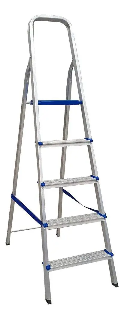 Escada Doméstica Em Aluminio 5 Degraus Real