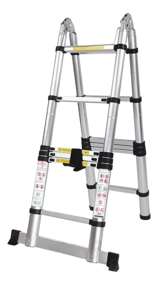 Escada Telescópica Multifuncional Inox JST 3,8m 12 Degraus Antiderrapante — foto 2