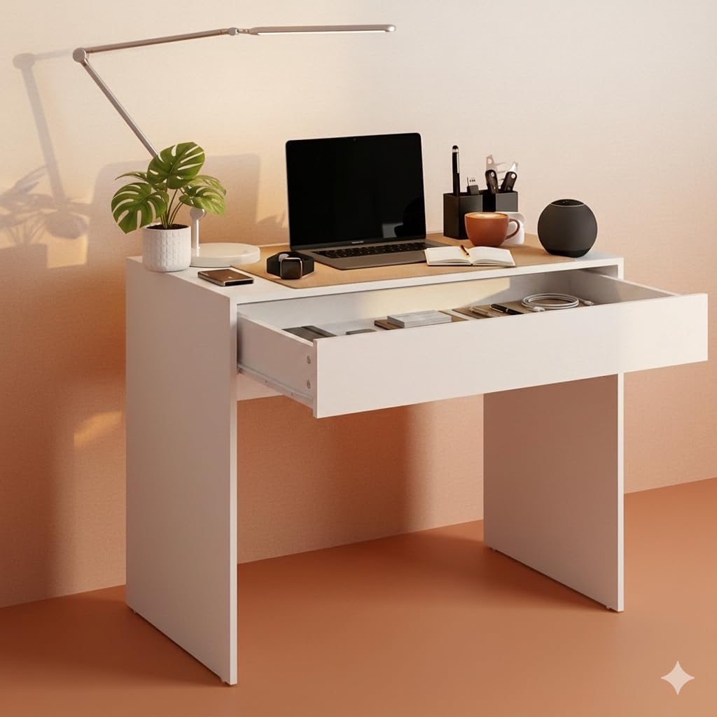 Escrivaninha Multifuncional com Gaveta Mesa Compacta para Quarto (BRANCO) — foto 4