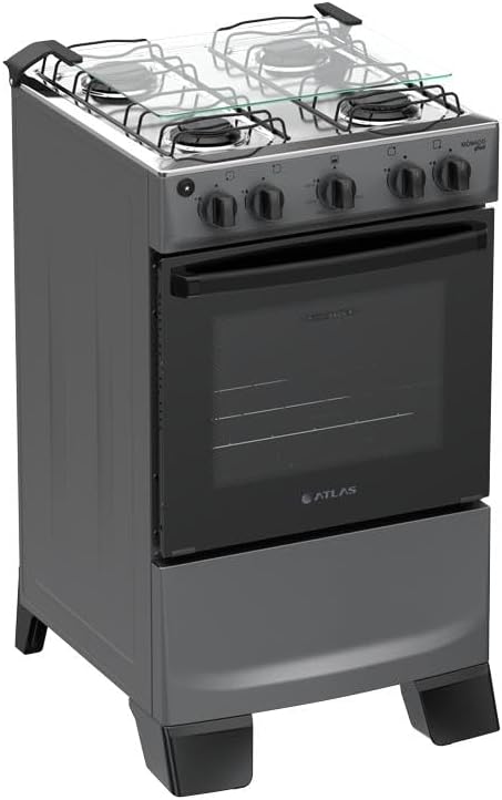 Fogão com Grade Deslizante, Acendimento Automático e Forno Limpa Fácil