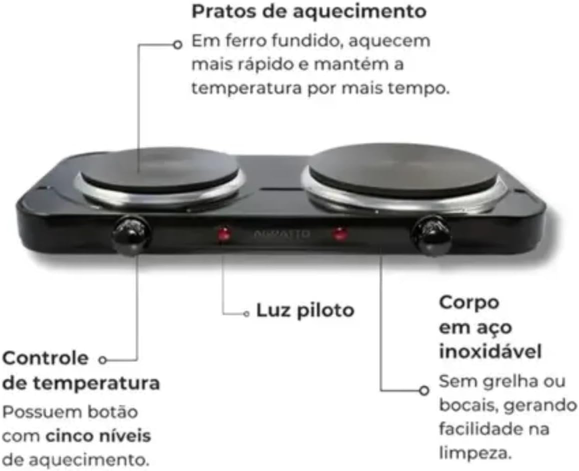 Fogareiro Elétrico em Aço Carbono Preto — foto 6