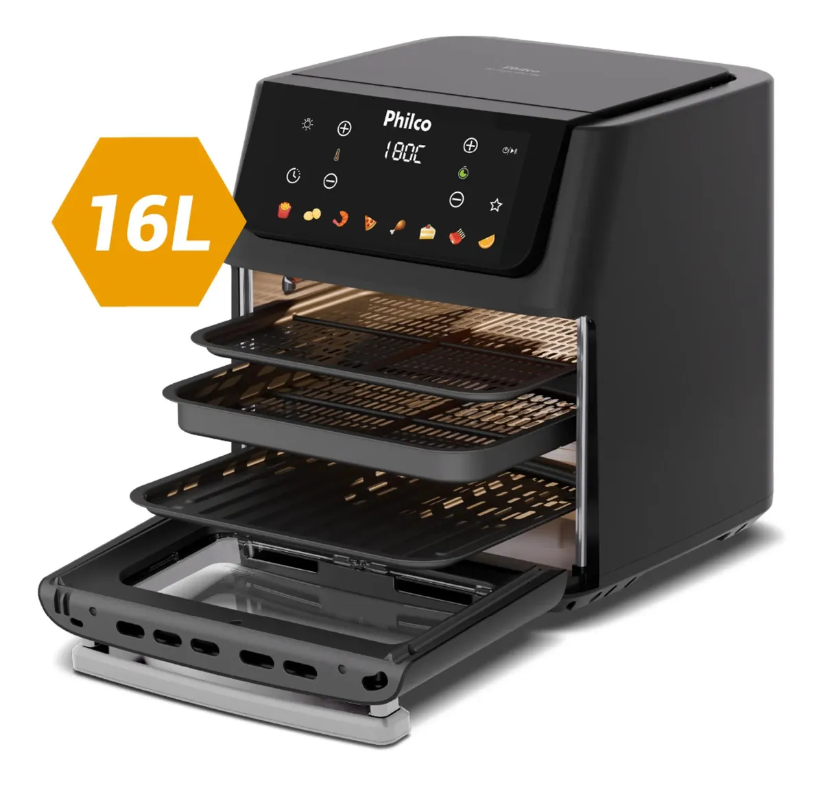 Fritadeira Air Fryer Philco 16 Litros Paf16c Preto - Bivolt 110V/220V