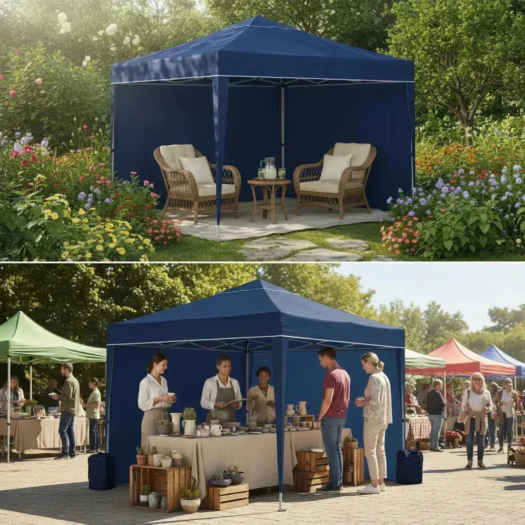 Gazebo Tenda Barraca Articulado Alumínio 3x3m + 3 Paredes Azul — foto 4