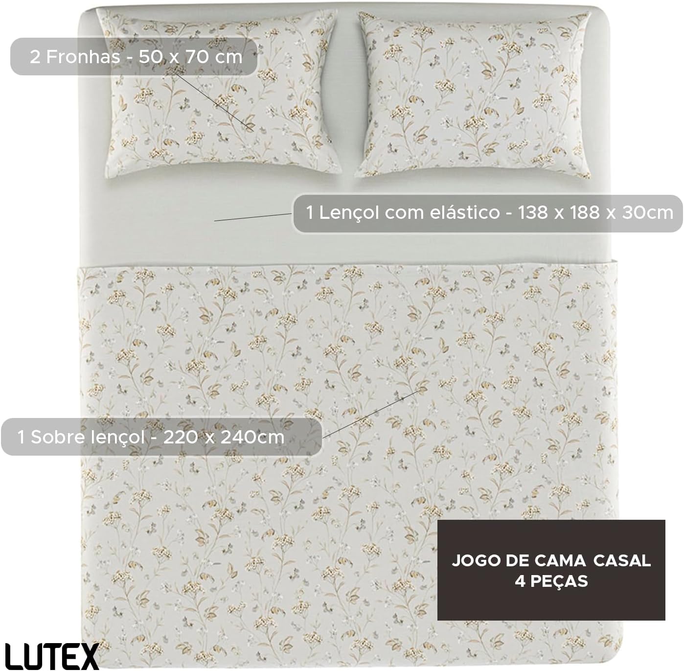 Jogo de Cama Casal 160 Fios Karsten 100% Algodão — foto 5