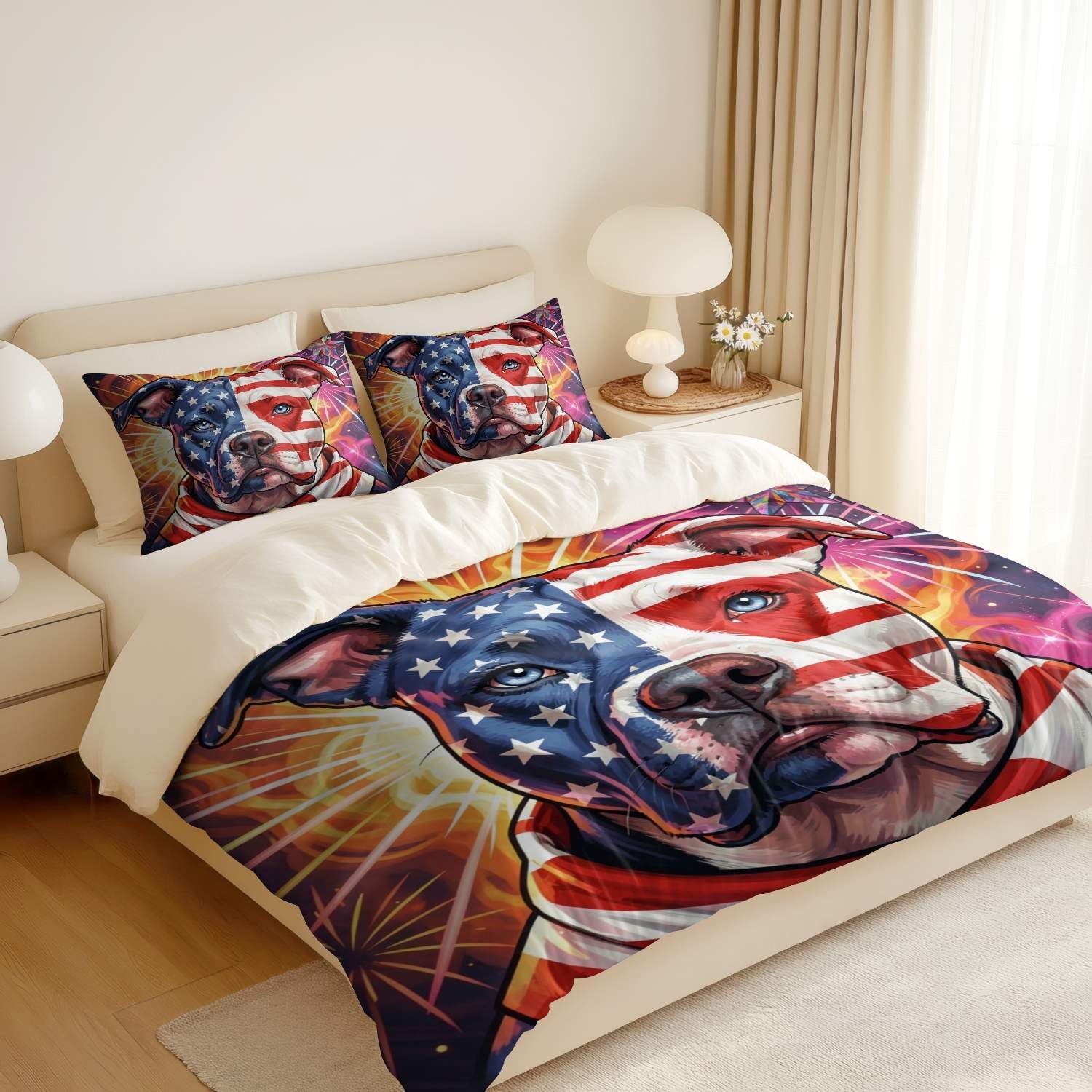 Jogo de Cama Patriótico Bandeira Americana Impressão Digital 3D — foto 6