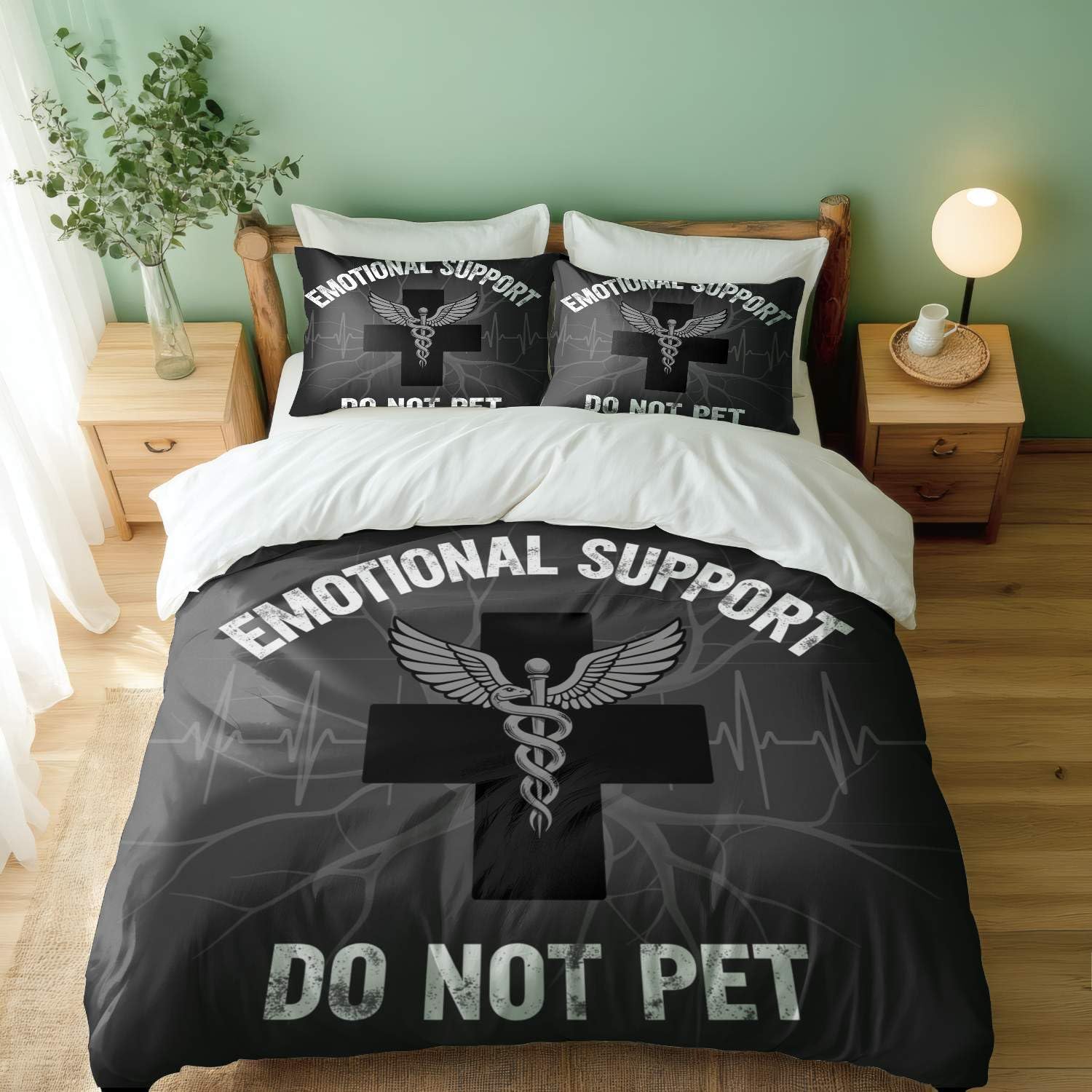 Jogo de capa de edredom estético engraçado estrela da vida caduceu médico, 3 peças de microfibra macia, solteiro casal queen king (15, Queen 228,6 x 228,6 cm + 50,8 x 76,2 cm)