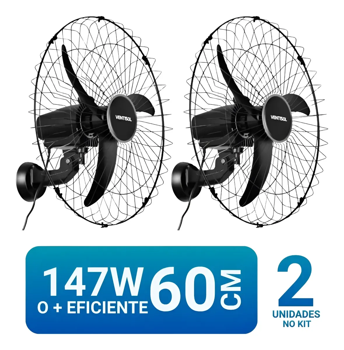 Kit 2 Ventilador Ventisol 60cm 147w Osc Parede Grade Aço Adicionar aos favoritos OFERTA IMPERDÍVEL