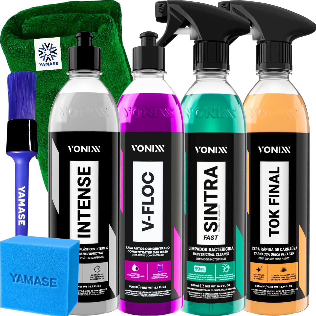 Limpeza Automotiva Completa Shampoo V-floc Revitalizador Intense Cera Tok Final Limpador Sintra Fast Pano Vonixx