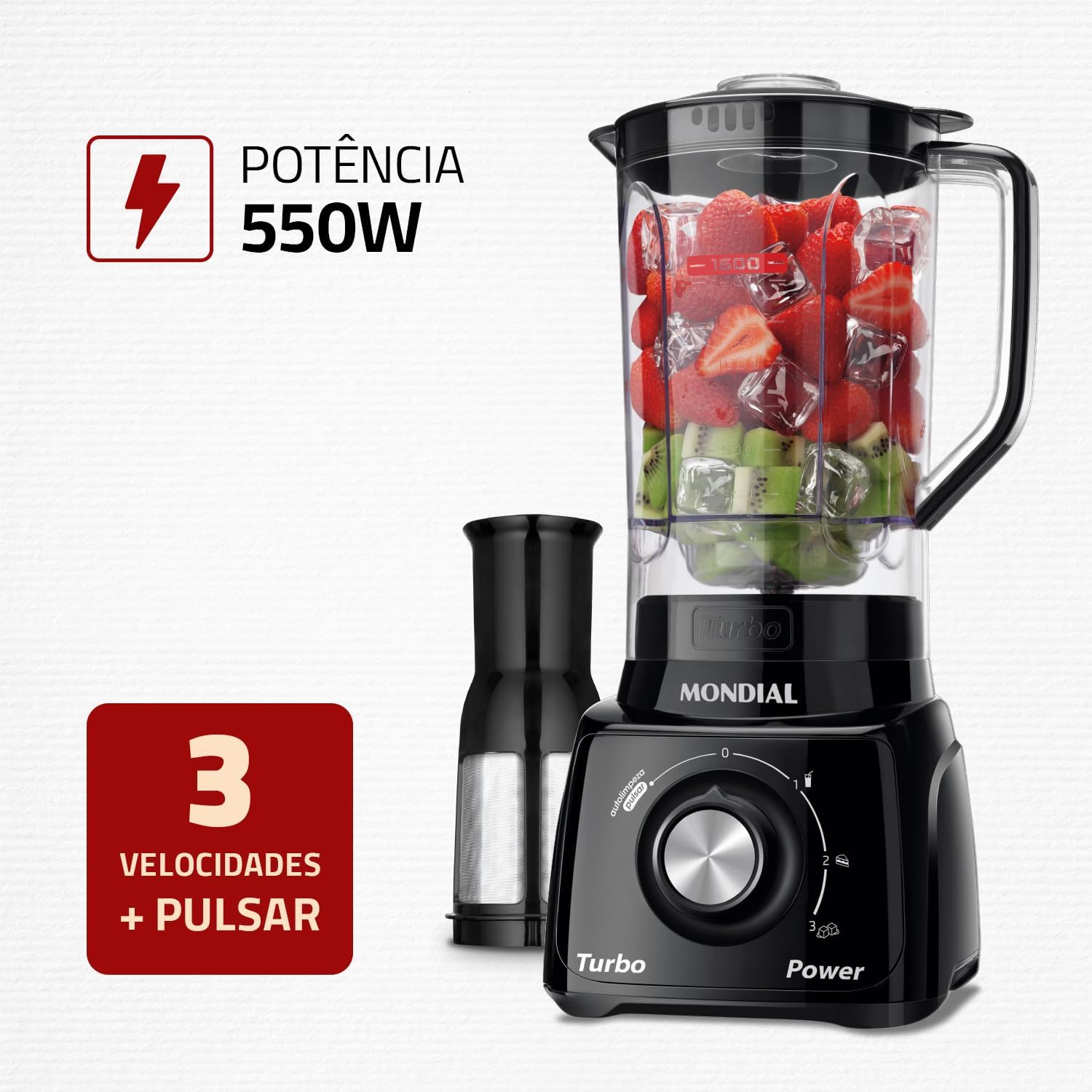 Liquidificador 550W 2,2L com 3 Velocidades e Pulsar — foto 2