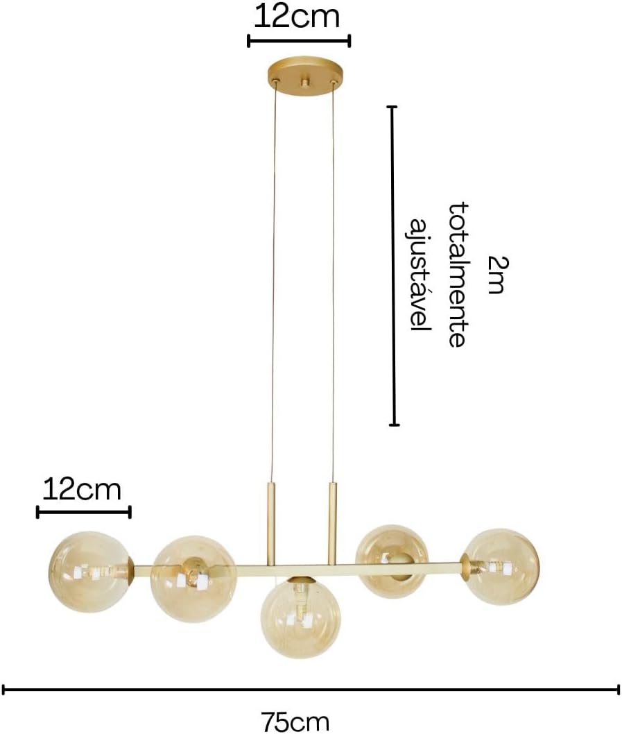 Luminária Pendente Duplo Globo 75cm — foto 6