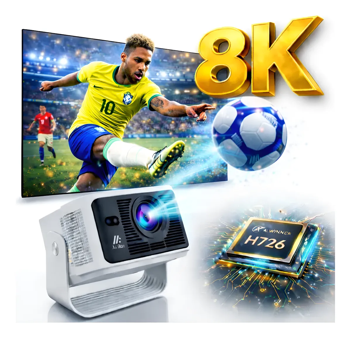 Mini Projetor Smart Portátil Hy350 8k Android Bluetooth 110v