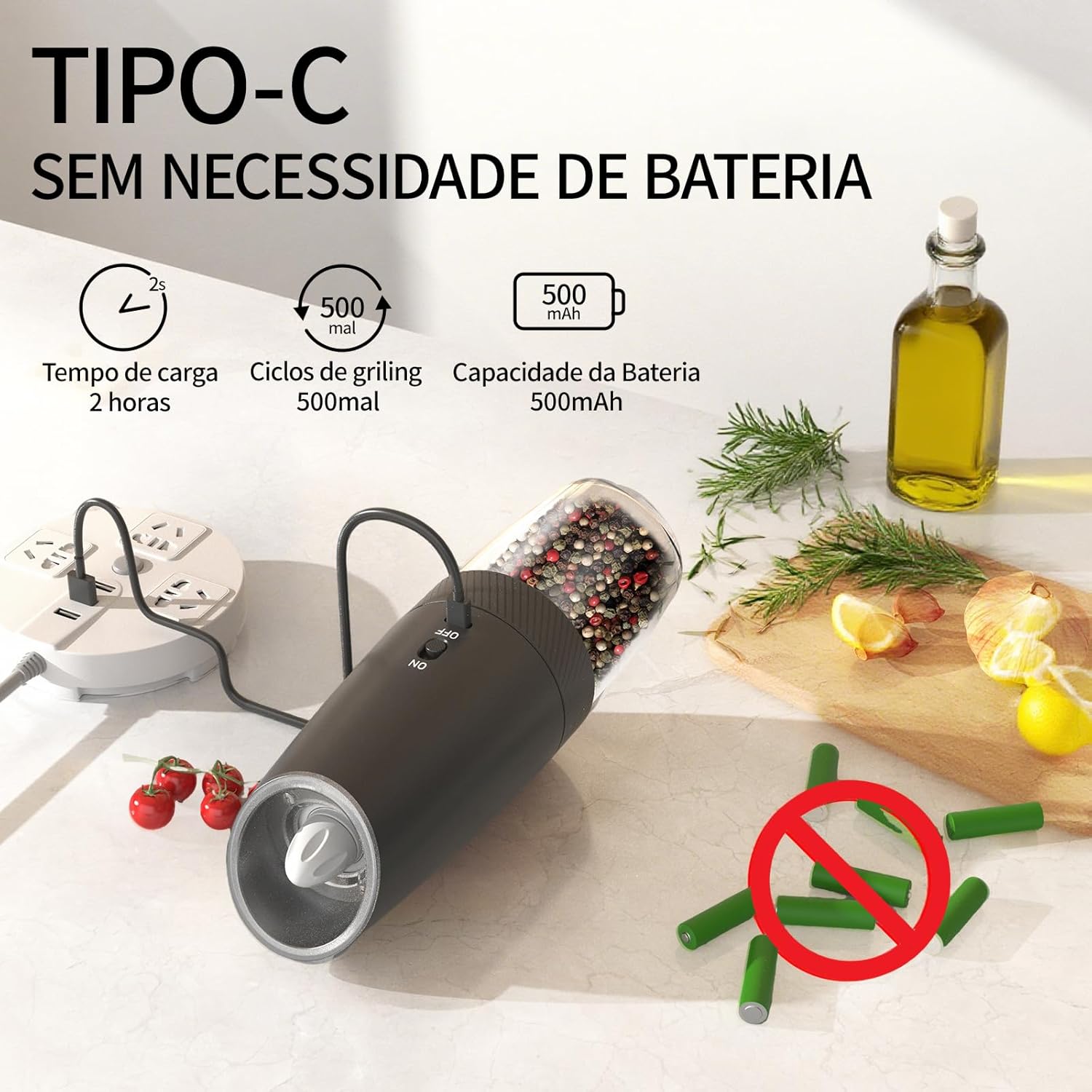 Moedor de Pimenta Elétrico Recarregável via USB — foto 4