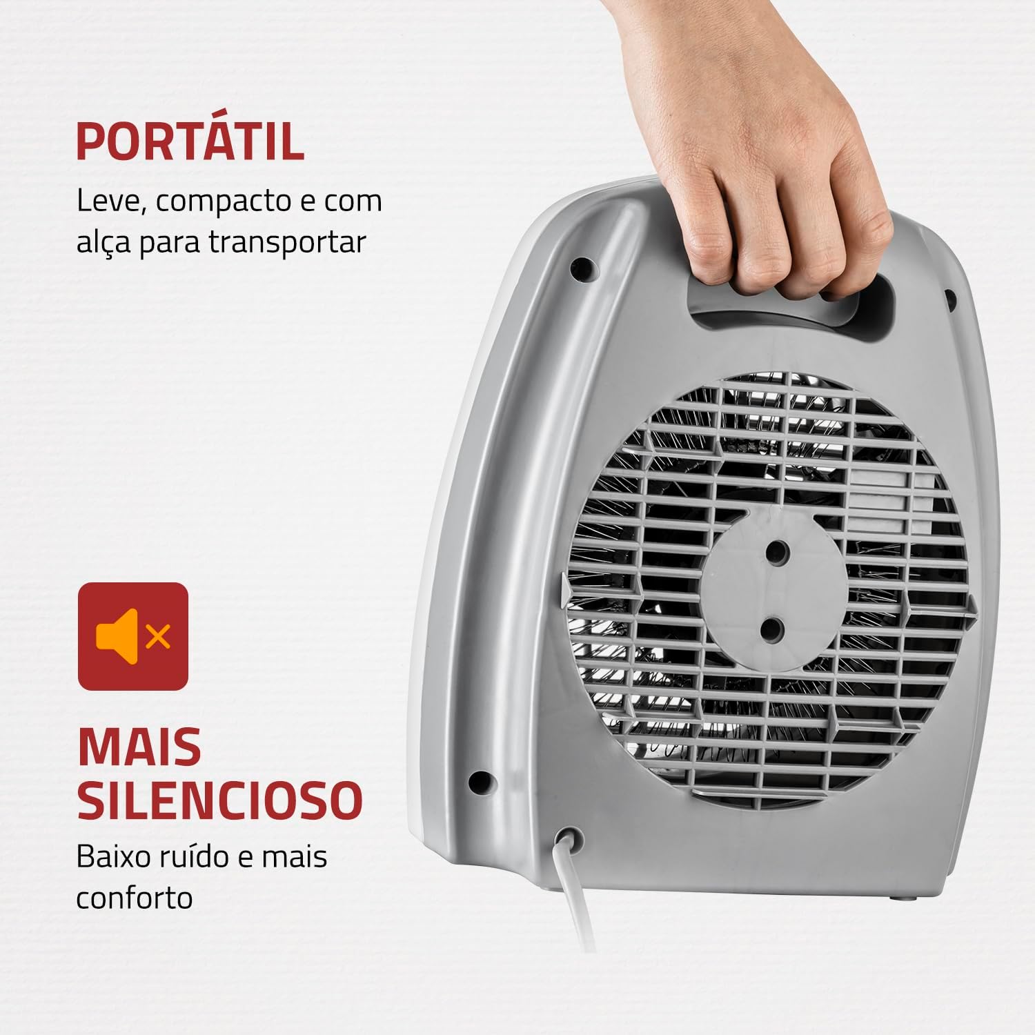 MONDIAL Aquecedor A Ar, Cinza/Branco, 1500W, 110V - A-08 — foto 4