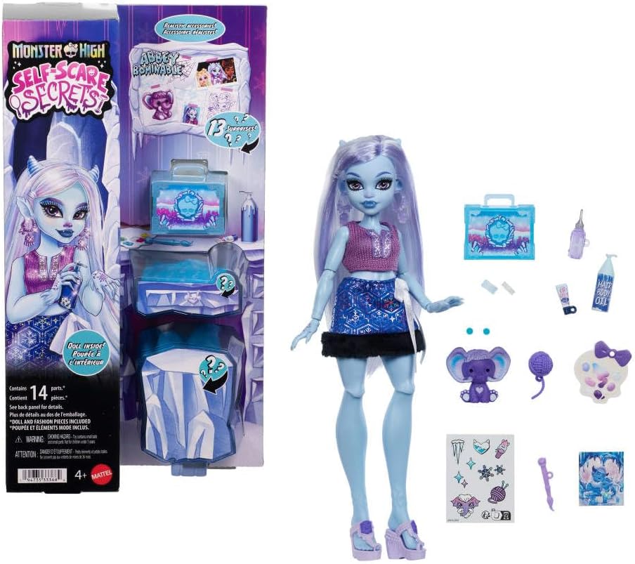 Monster High, Self-Scare Secrets, Abbey Bominable, Boneca Colecionável, Brinquedo com 13 Surpresas, Mattel, Monster High 2025