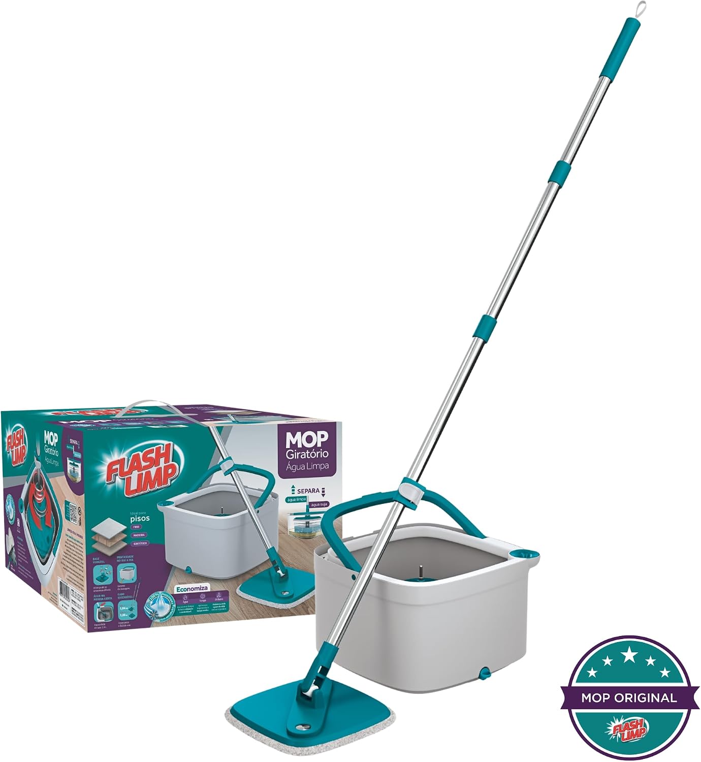 Mop Giratório Água Limpa com Alças Flexíveis — foto 2