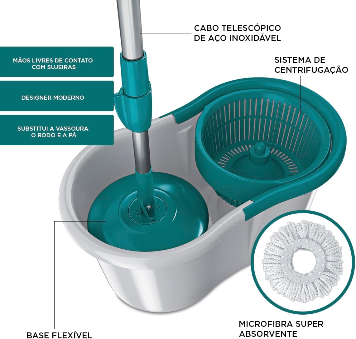Mop Giratório com Balde e Sistema de Centrifugação — foto 2