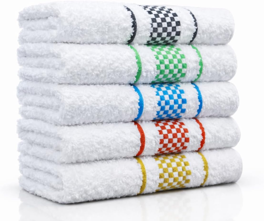 Panos de Prato Kit 5 Peças Branco Xadrez Colorido Alta Absorção