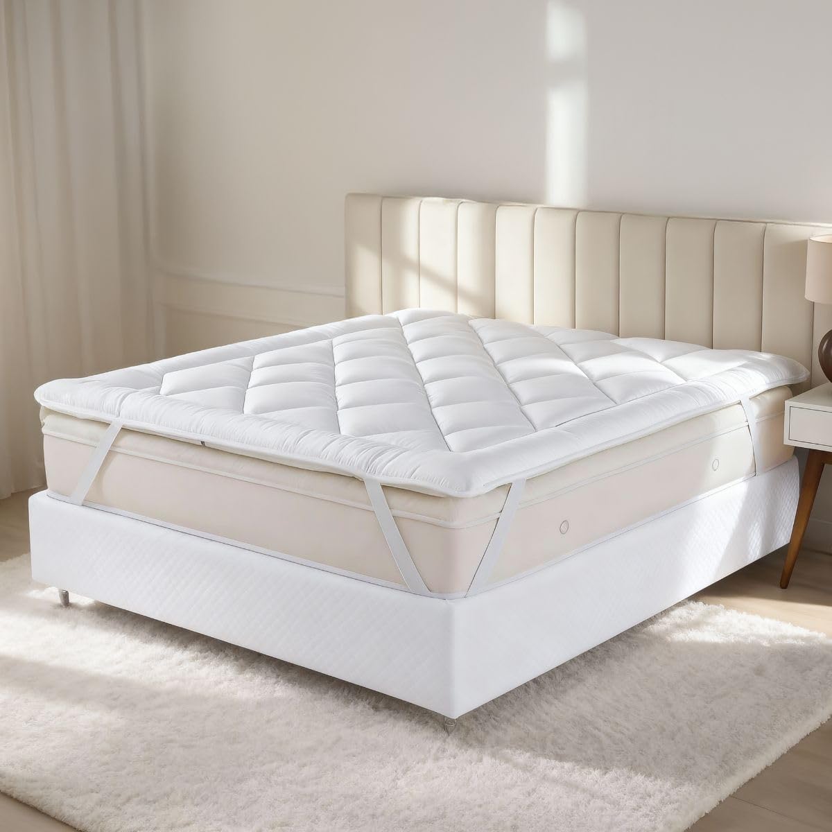 Pillow Top Casa Dona Extra Macio 5cm Tecido Premium 400 Fios Antialérgico e Antiácaro Fixação com Elástico Upgrade