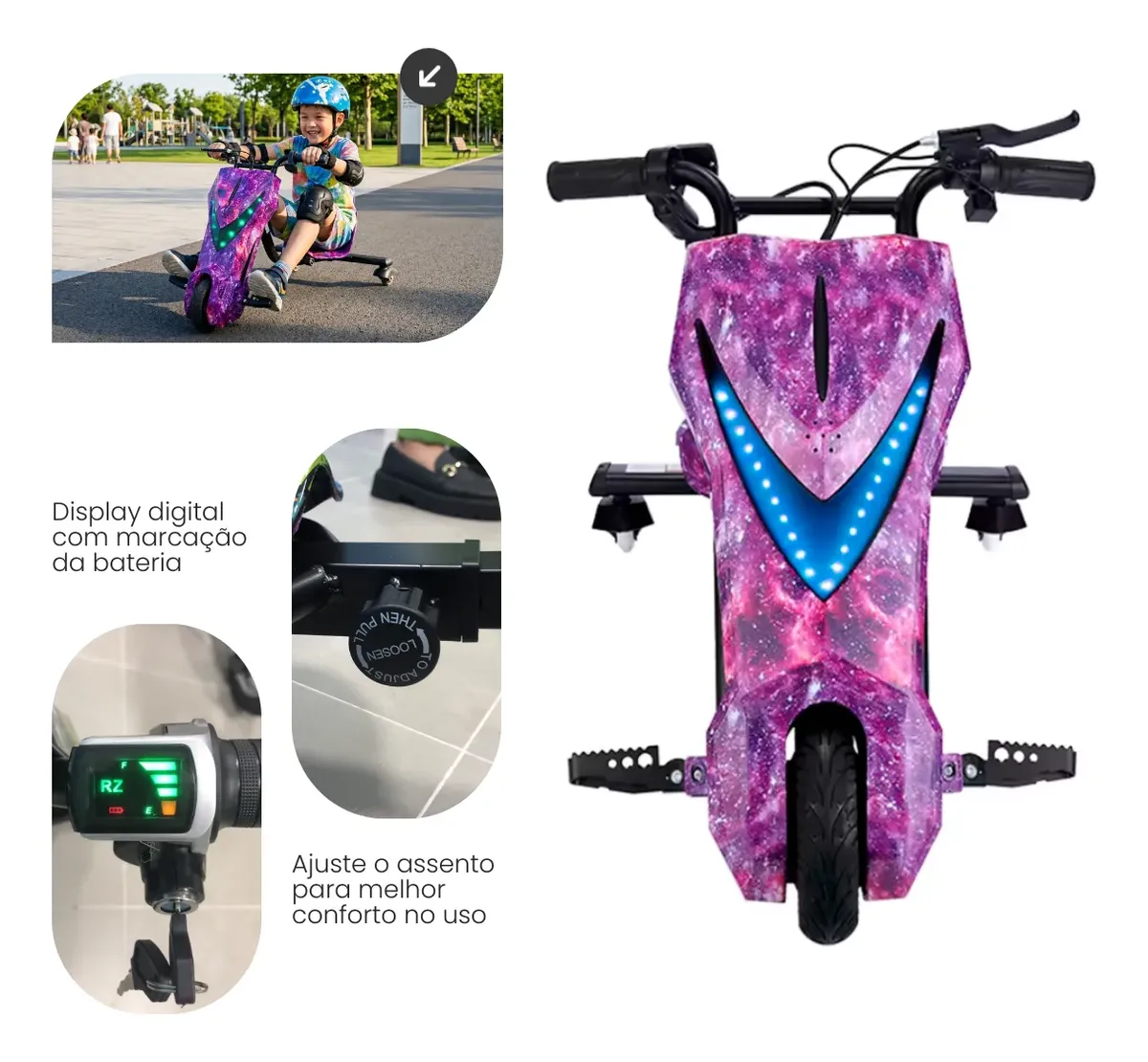 Triciclo Elétrico Drift 3 Velocidades 250w Bluetooth Led — foto 2